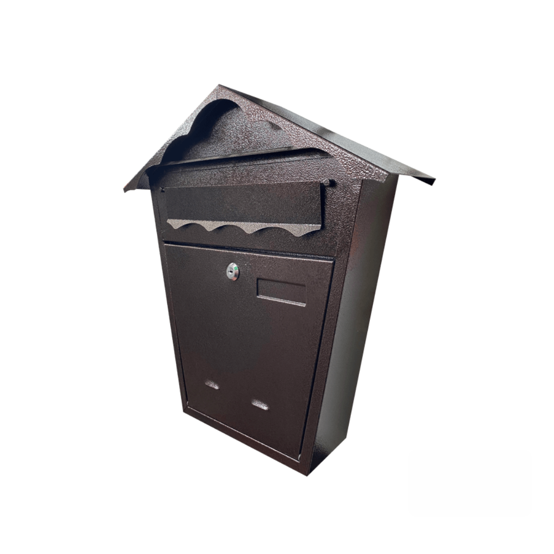 Почтовый ящик с декоративной крышей, коричневого цвета, 370x375x110 мм
