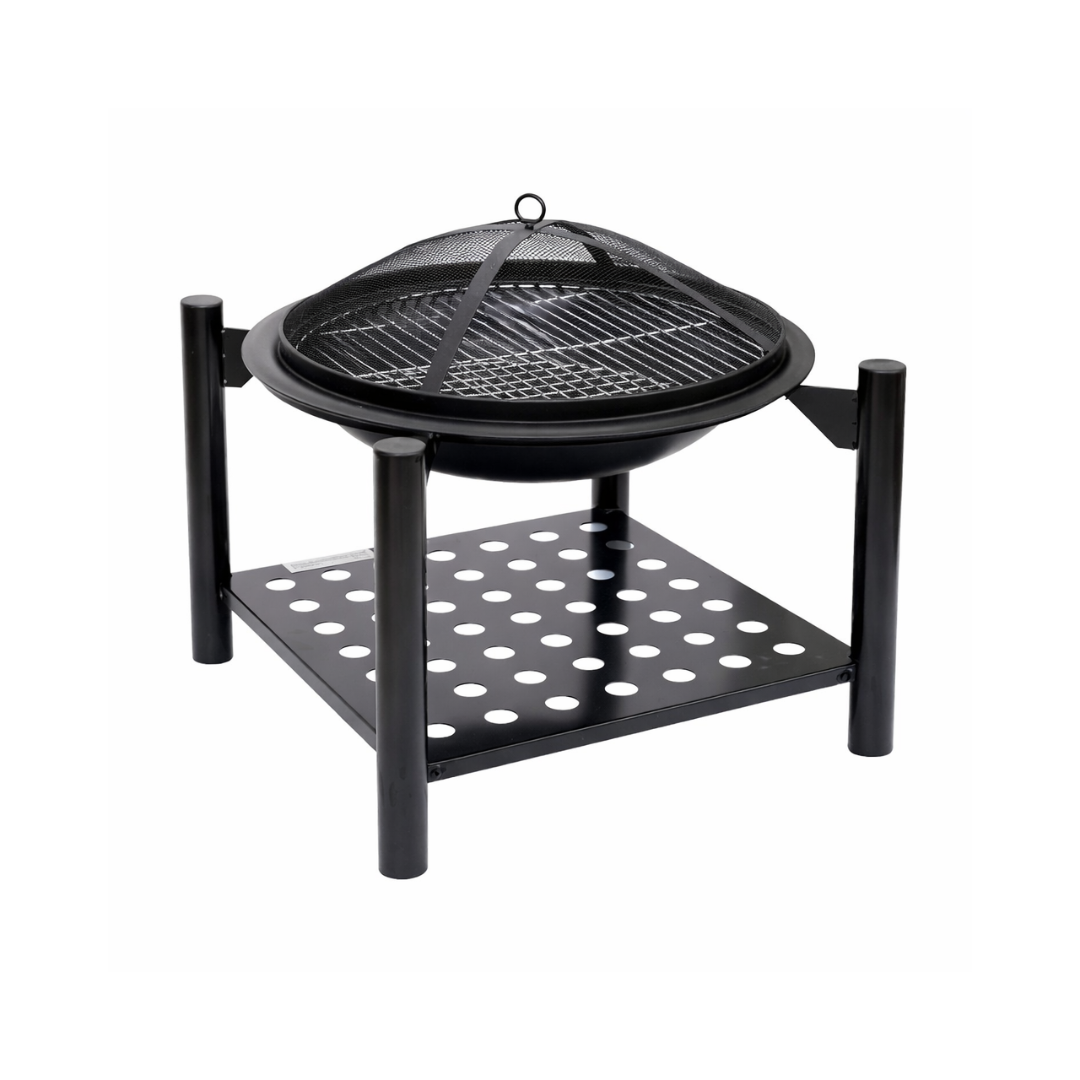 Гриль-камин 2-в-1 с полкой для хранения дров