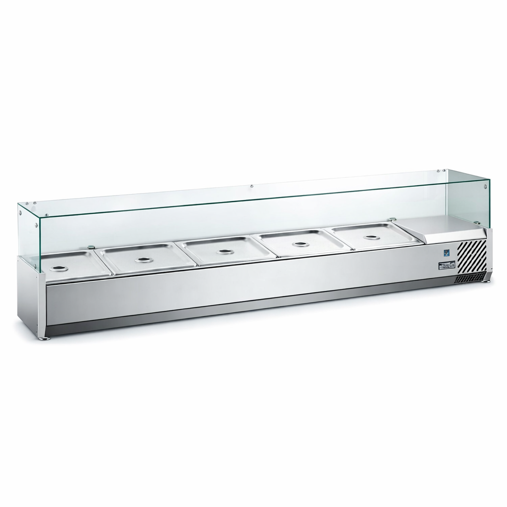Настольная холодильная витрина для ингредиентов 1500 мм, 6×GN 1/3 HKN-VRX1500/380