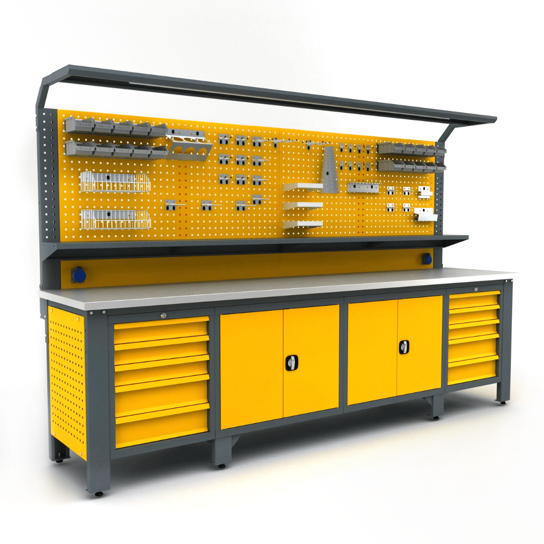 Слесарный верстак MK-06 Yellow, 2050x730x3100 mm
