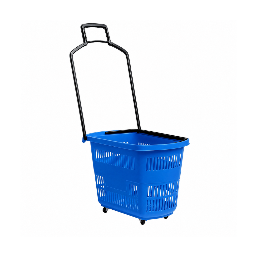 Пластиковая корзина на колесах (2 пластиковые ручки) 30L, 600*340*375mm, оранжевый