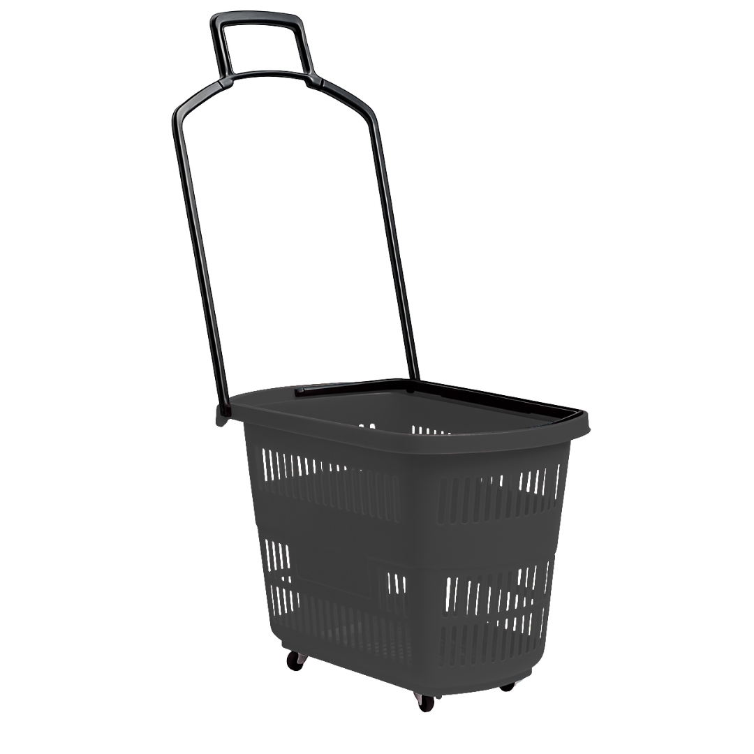 Пластиковая корзина на колесах (2 пластиковые ручки) 30L, 600*340*375mm, желтый