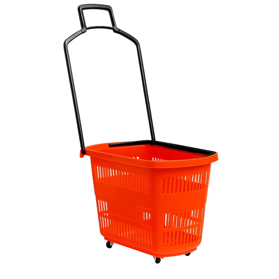 Пластиковая корзина на колесах (2 пластиковые ручки) 30L, 600*340*375mm, желтый