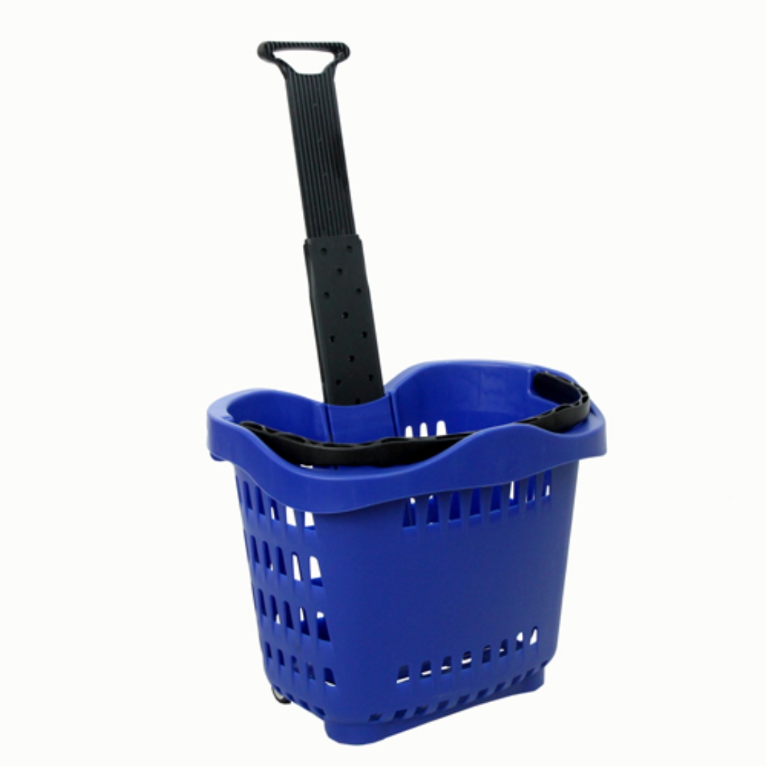 Пластиковая корзина на колесах (2 пластиковые ручки) 58L, 540*400*435mm, красный