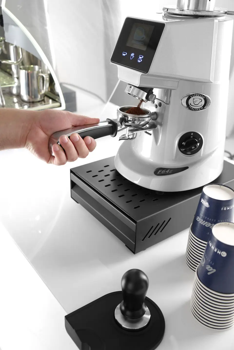 Прямоугольная чёрная подставка для тампера из углеродистой стали