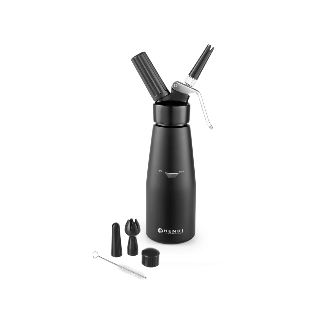 Сифон для сливок Kitchen Line, алюминиевый корпус с чёрным покрытием, 0,5 л