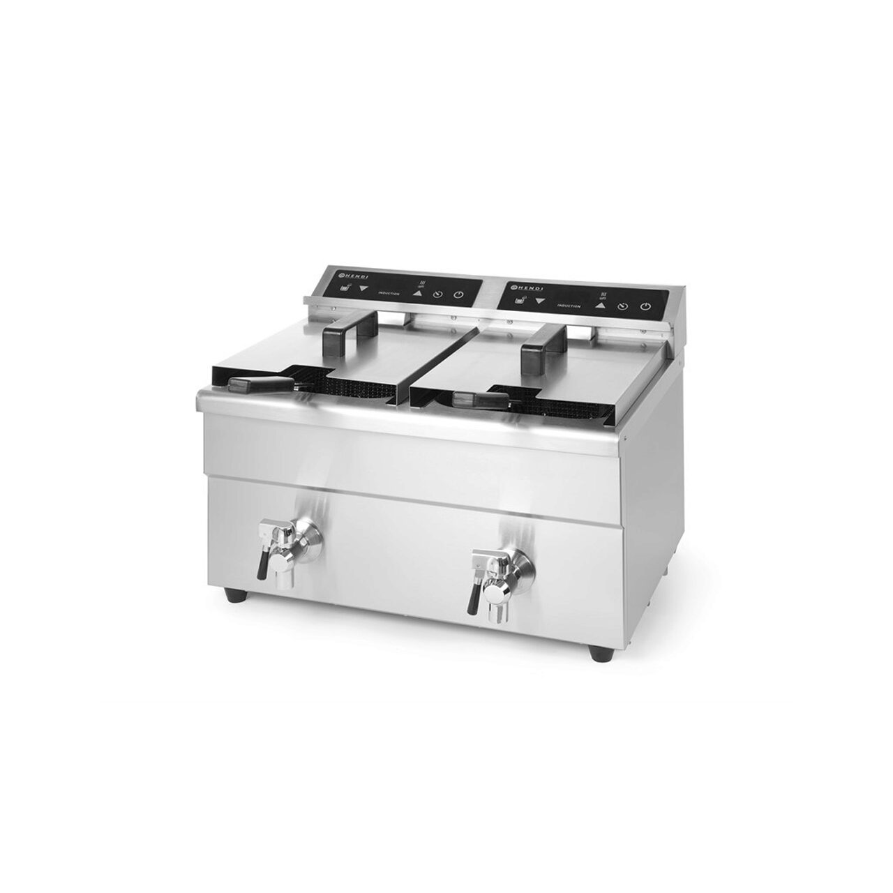 Двойная индукционная фритюрница 2x8 л, корпус из нержавеющей стали, 2x3500 Вт, 580x485x(В)406 мм