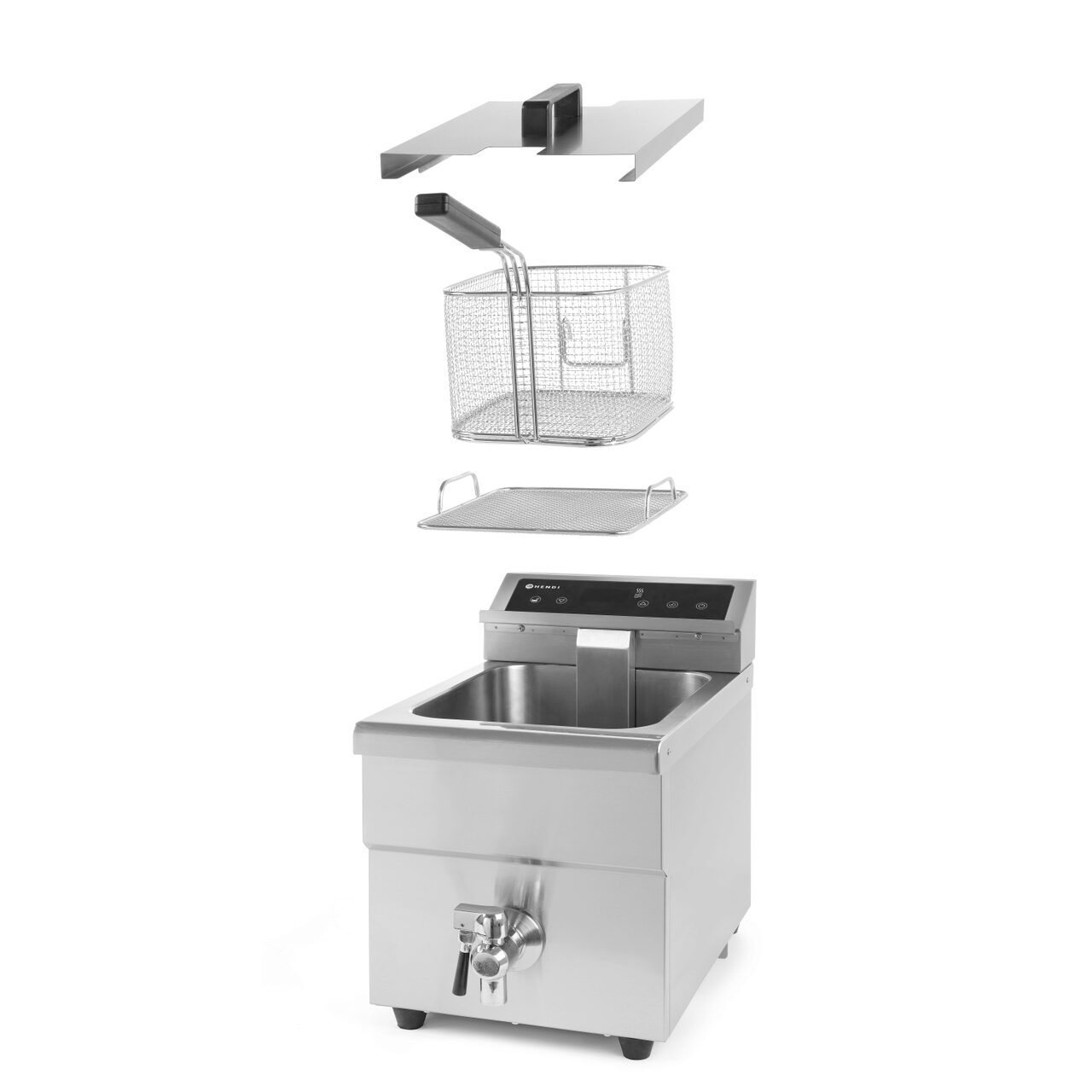Индукционная фритюрница Hendi Kitchen Line, 8 л, корпус из нержавеющей стали, 3500 Вт, функция boost для быстрого нагрева, Hendi, 290x485x(H)406 мм
