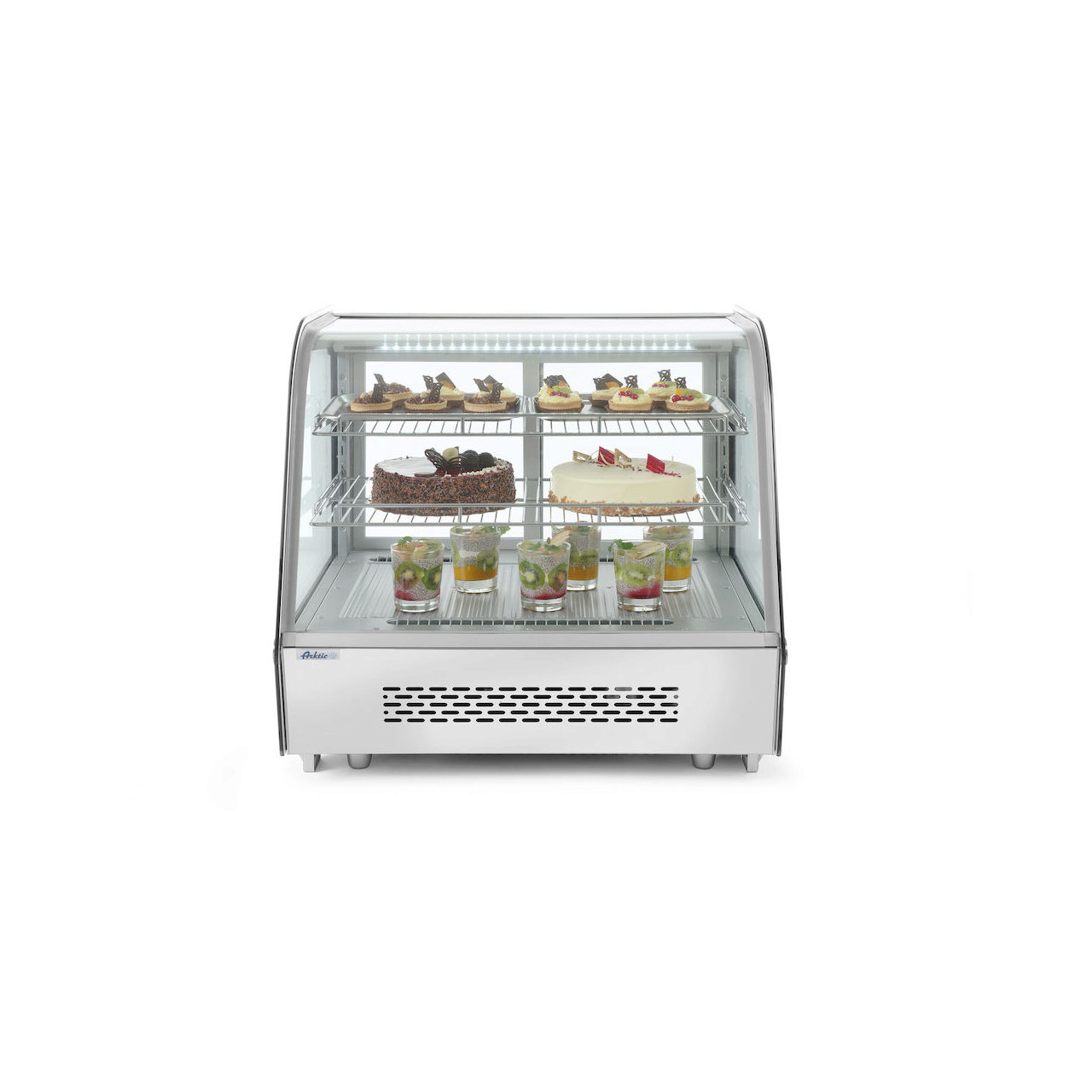 Настольные холодильные витрины с изогнутым стеклом и LED-подсветкой