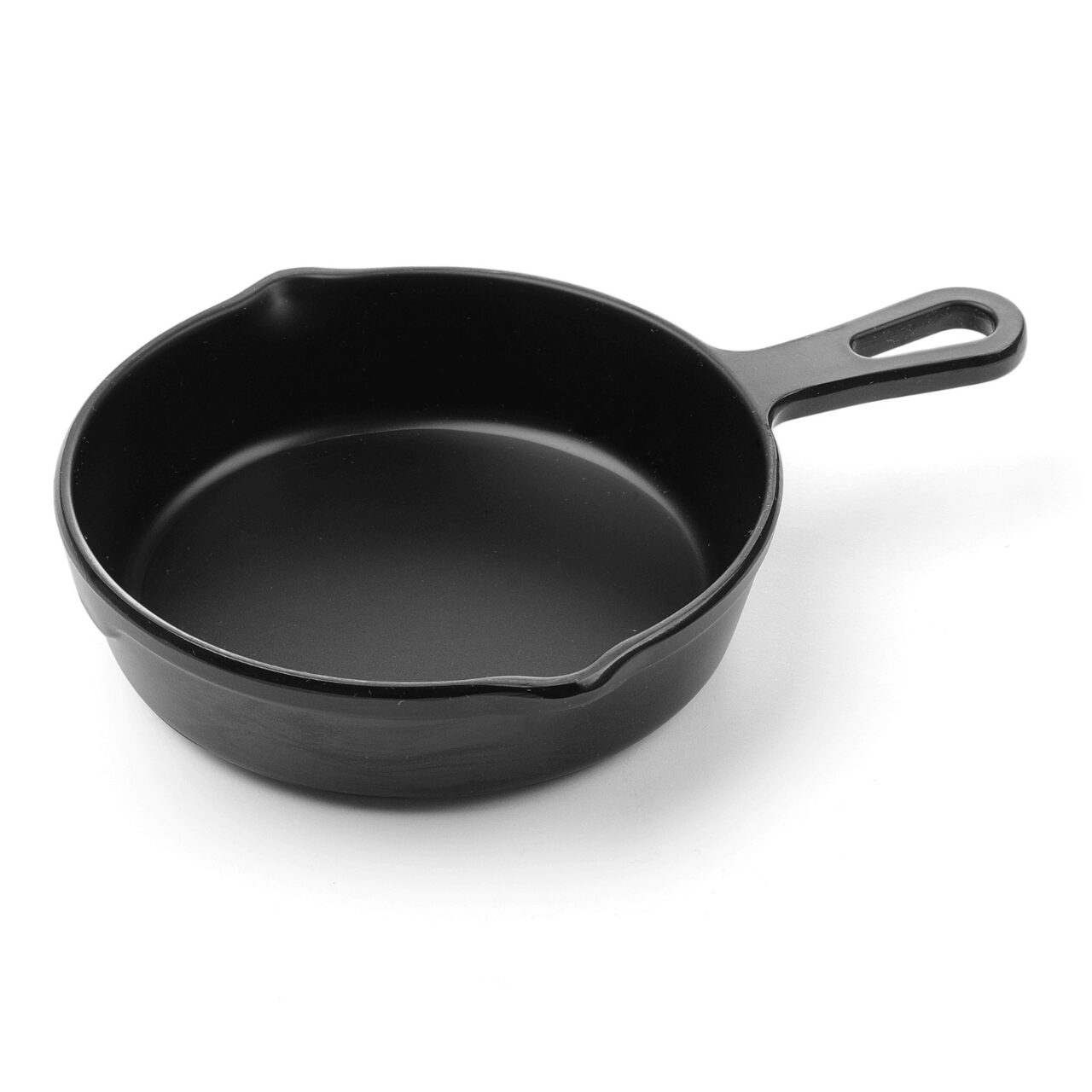 Сервировочная миска, форма мини-сковороды с ручкой, 162x121x(H)30 мм, чёрная меламин, Hendi Little Chef