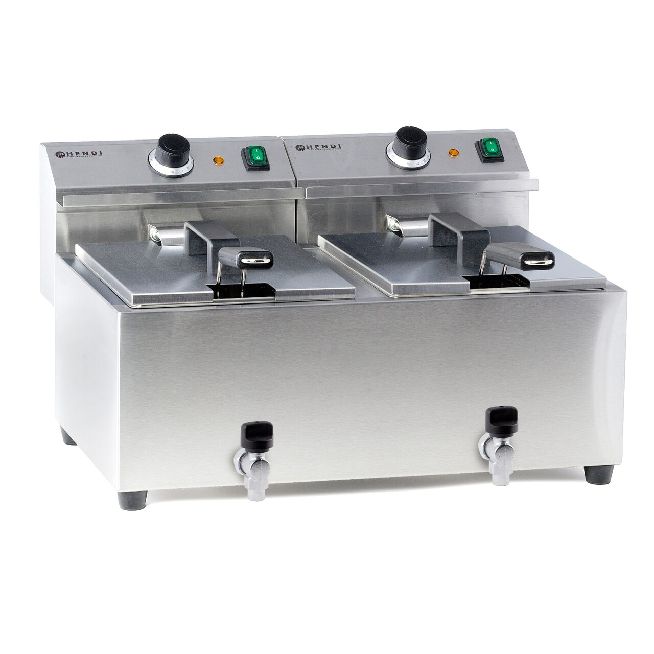 Двойная электрическая фритюрница MasterCook, 2 × 8 л, 7000 Вт, со сливными кранами