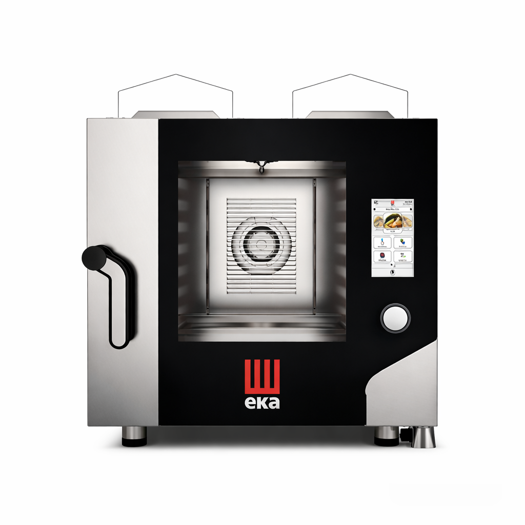 Пароконвекционная печь газовая Tecnoeka MKF 511 G TS Millennial Touch Screen, 5×GN 1/1, сенсорный экран, инжекторный пар, 9.3 кВт (газ), 0.3 кВт (электрическая), 220–230 В, 730×850×800 мм, AISI 304