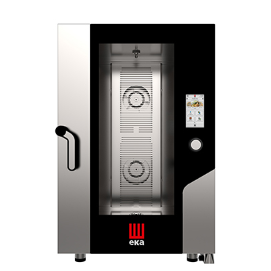 Пароконвекционная печь электрическая инжекторная Tecnoeka MKF 1021 TS Millennial Touch Screen, 10×GN 2/1, сенсорный TFT дисплей 7”, автоматическая мойка, 2 реверсивных вентилятора (5 скоростей), 27.5 кВт, 380–400 В, AISI 304