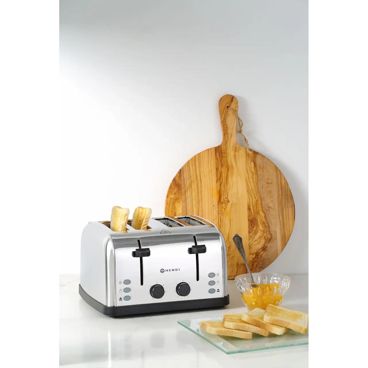 Тостер на 4 ломтика, нержавеющая сталь, 240V/1500W, 295x335x(H)180mm