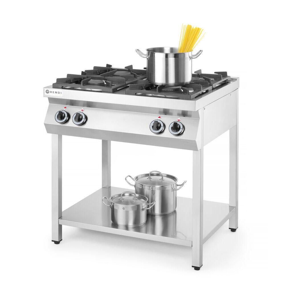 Газовая плита 4-конфорочная на открытой подставке, 19 кВт, 800×700×H900 мм