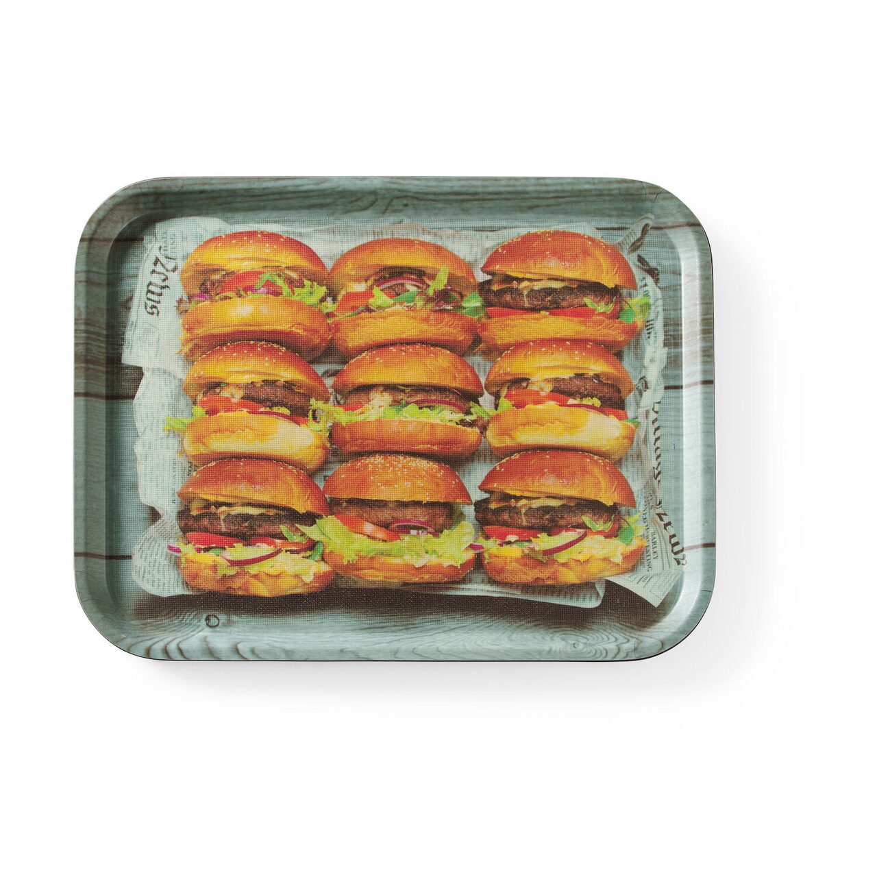 Прямоугольный антискользящий поднос для сервировки с принтом Tasty Burger, 330×430 мм