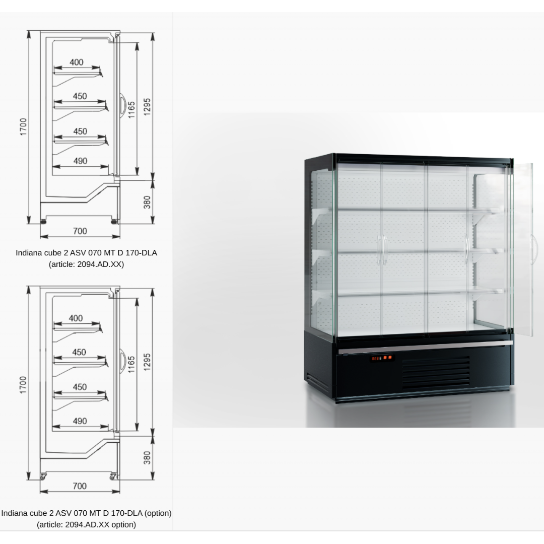 Витрина Indiana cube 2 ASV 070 MT D 170-DLA / Indiana cube 2 ASV 070 MT D 170-DLA (option) (2094) - 625