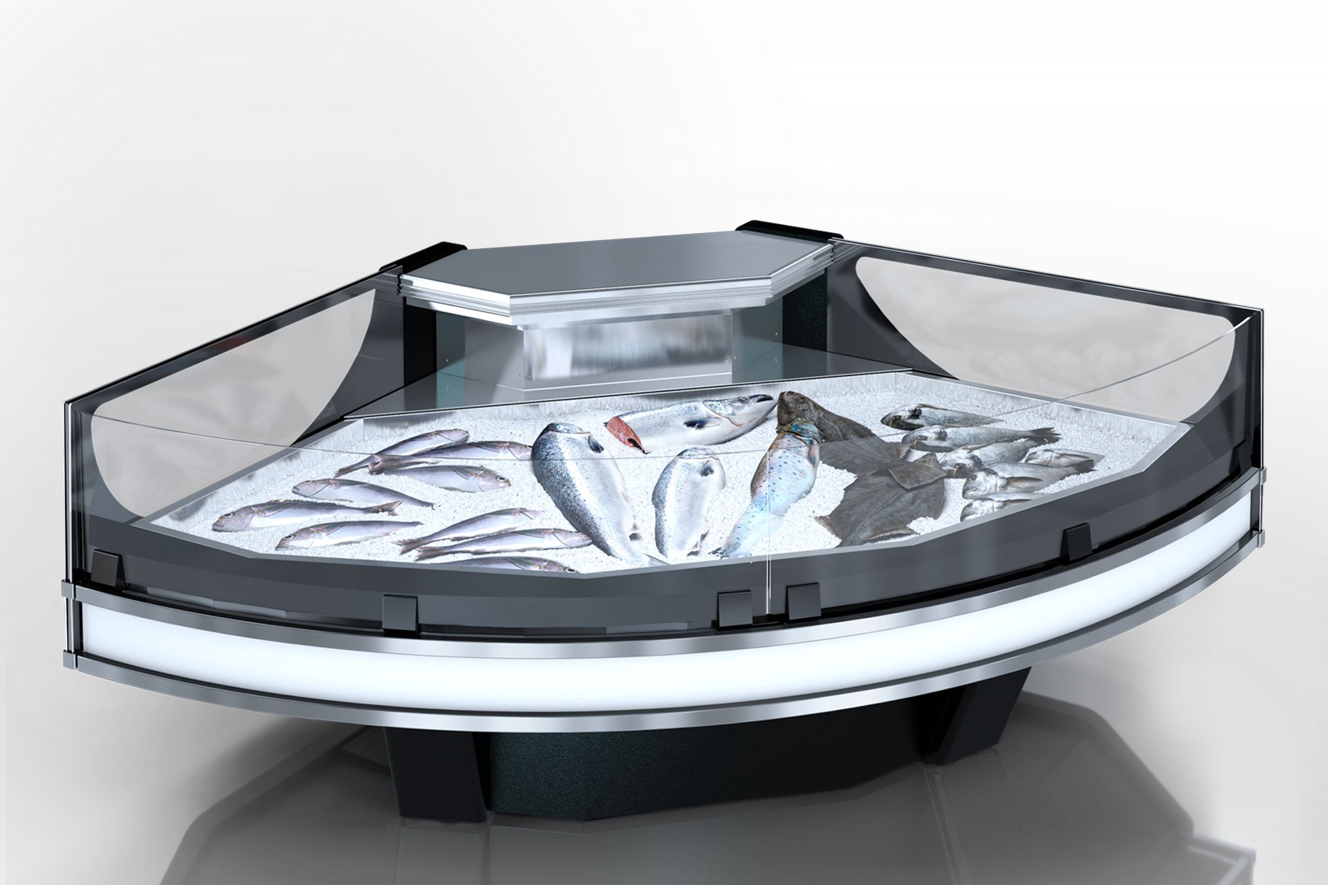 Специализированная витрина для продажи рыбы и морепродуктов Missouri cold diamond NC 126 ice self — угловой элемент