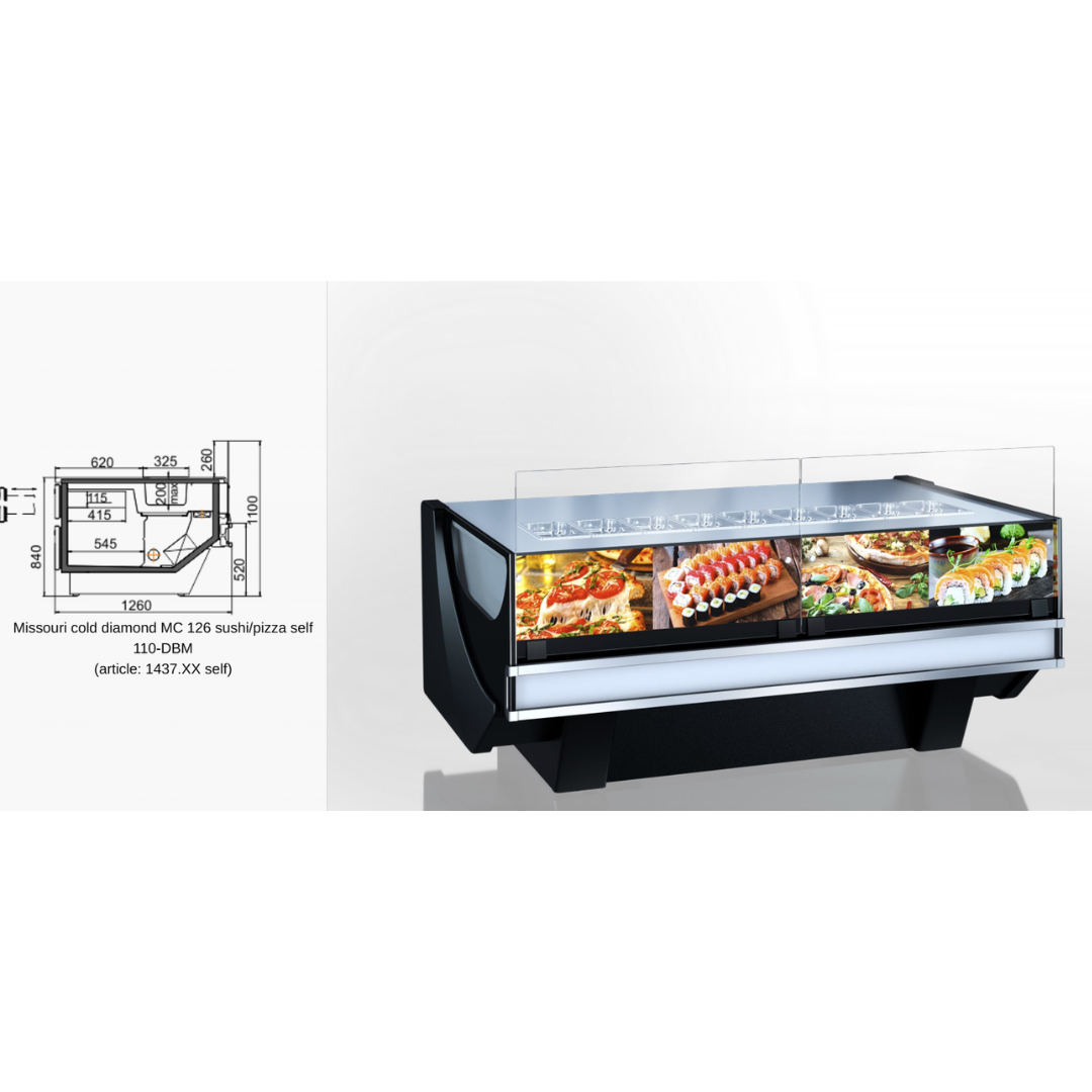Витрина Missouri cold diamond MC 126 sushi/pizza PS 130-DBM - 2500