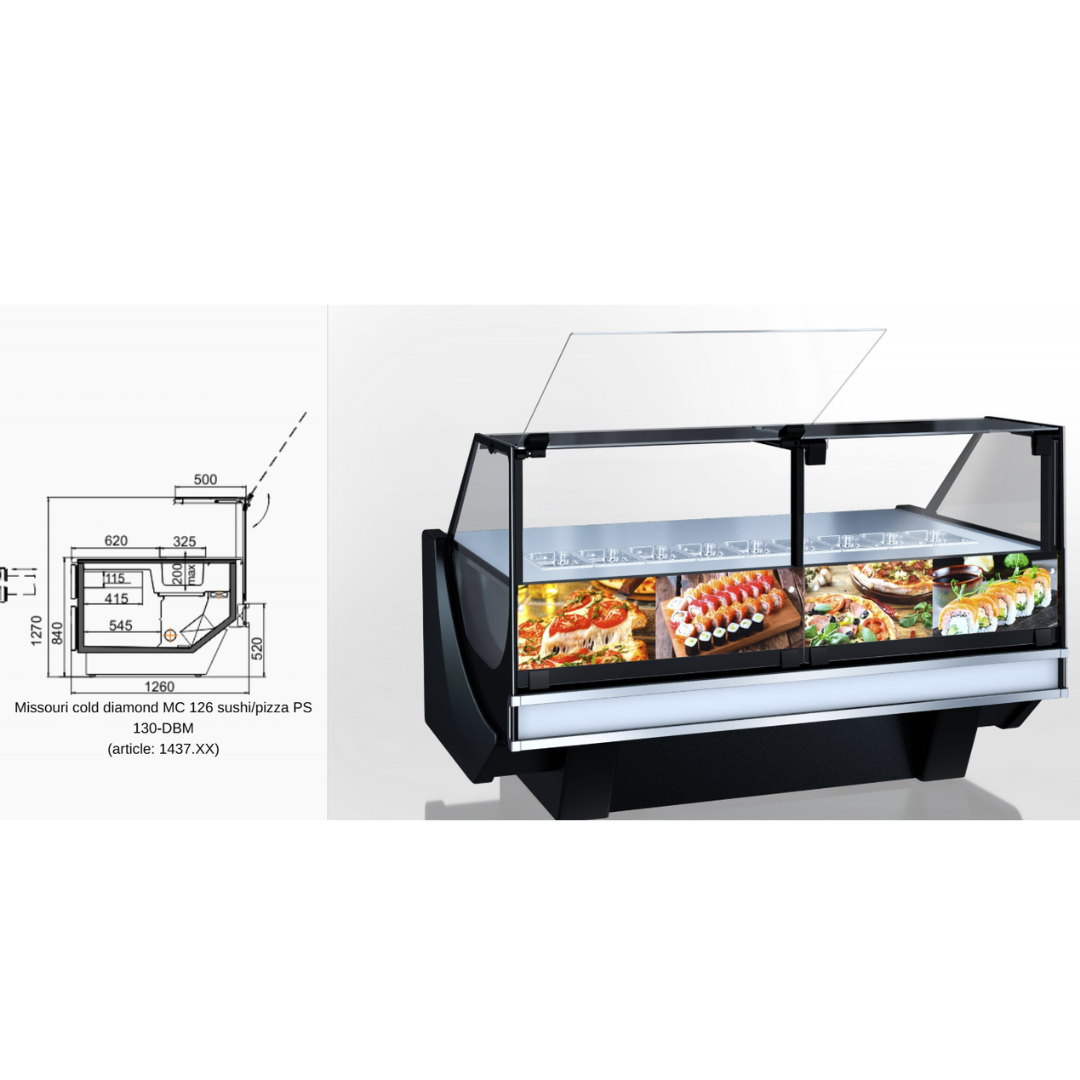 Витрина Missouri cold diamond MC 126 sushi/pizza PS 130-DBM - 2500