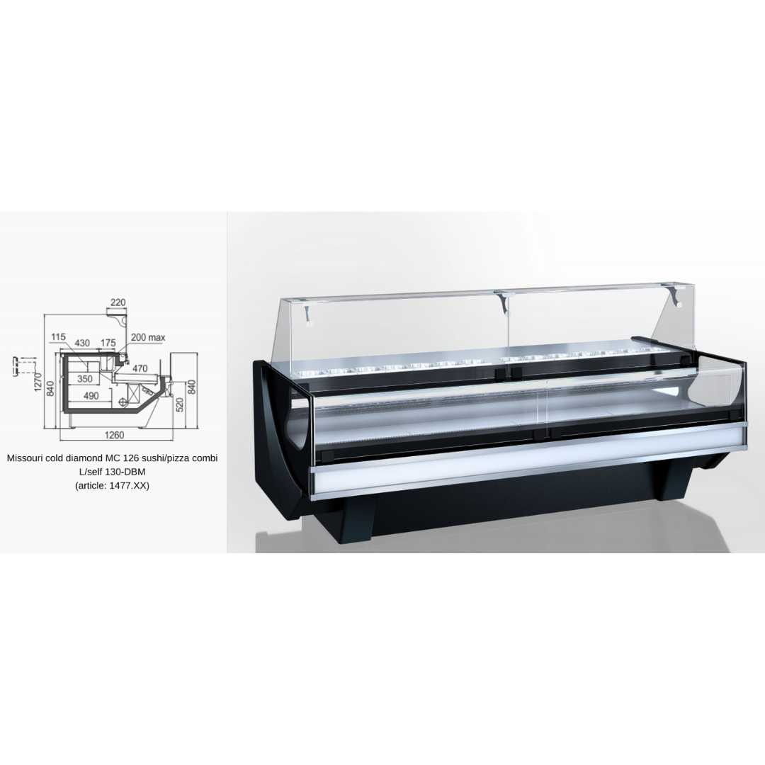 Витрина Missouri cold diamond MC 126 sushi/pizza combi L/self 130-DBM - 1875