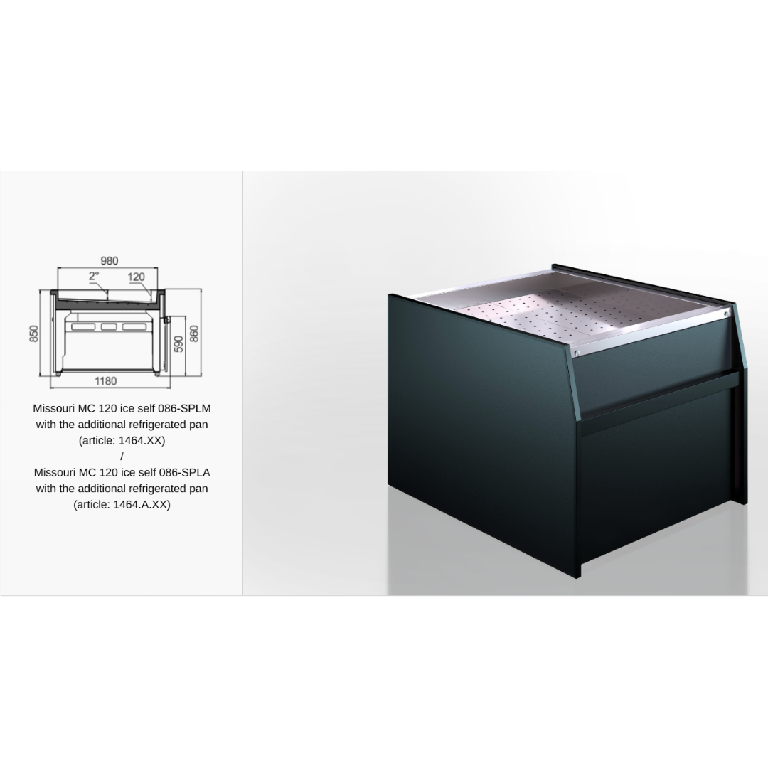 Специализированная витрина для продажи рыбы и морепродуктов Missouri MC 120 ice self M/A