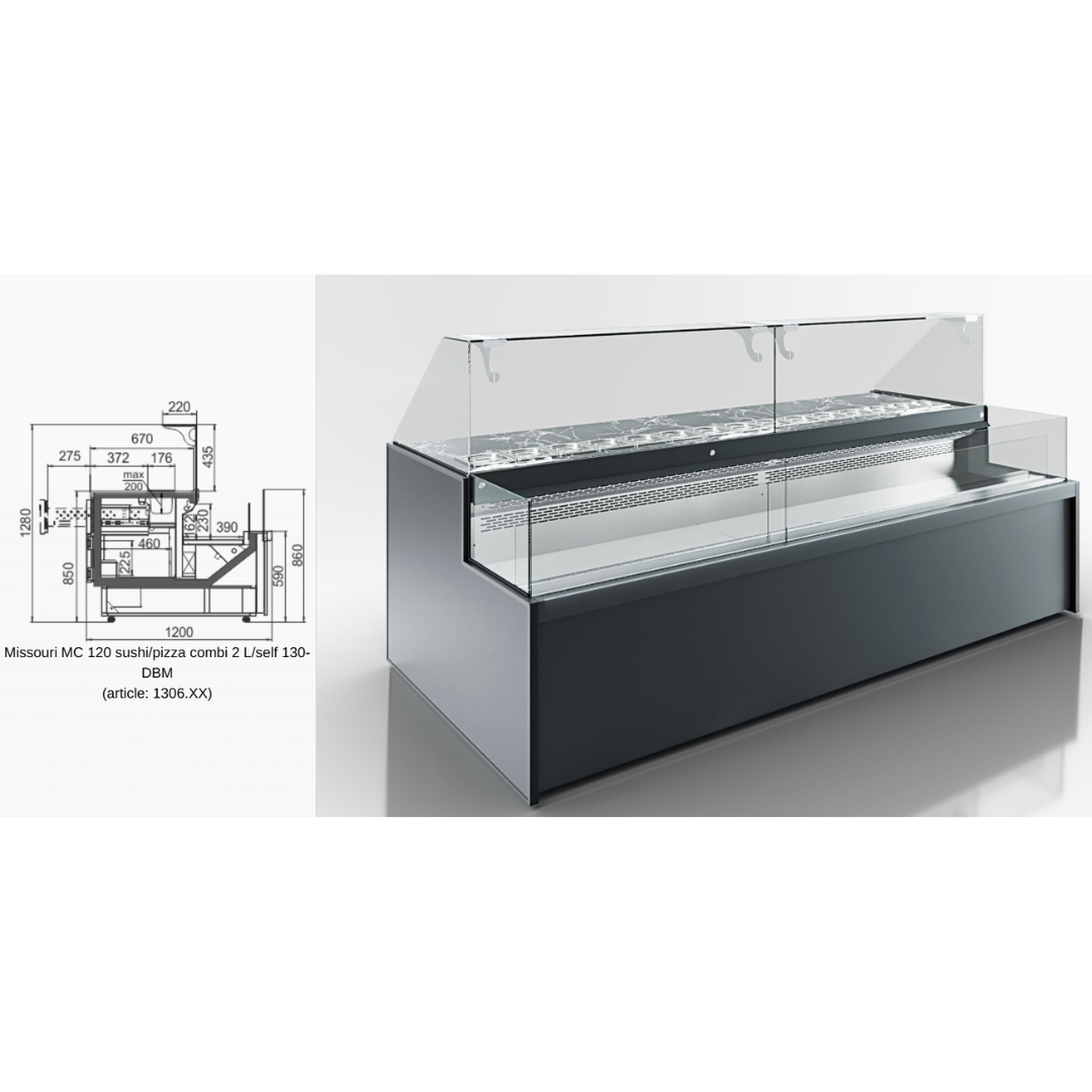Витрина Missouri MC 120 sushi/pizza combi L M