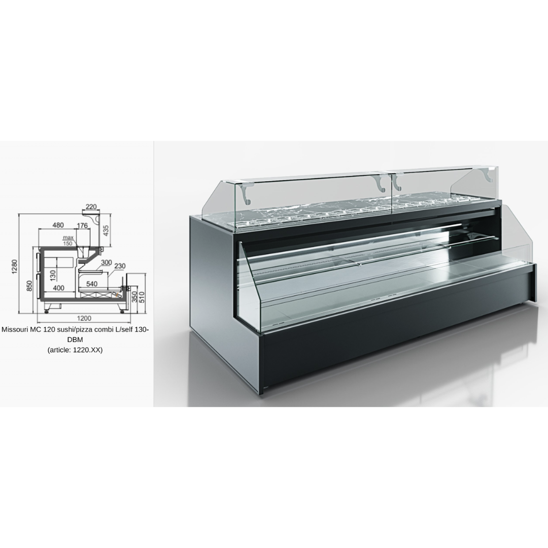Витрина Missouri MC 120 sushi/pizza combi L M