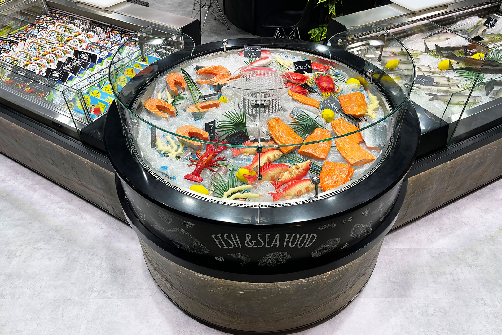 Специализированная витрина для продажи рыбы и морепродуктов Missouri promo AC 151 fish L A