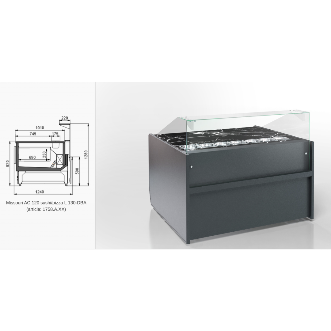 Витрина Missouri AC 120 sushi/pizza L 130-DBA - 1500