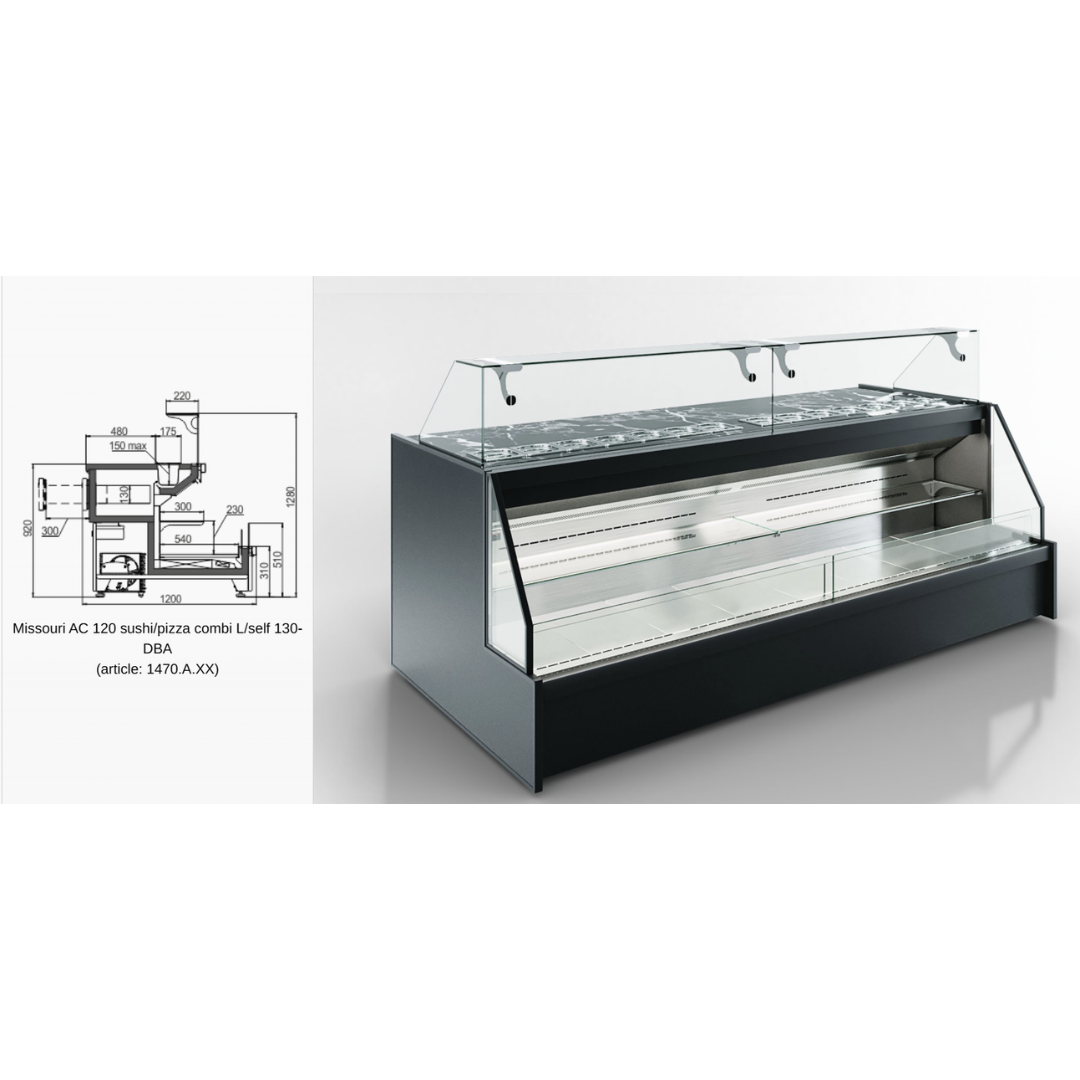 Витрина Missouri AC 120 sushi/pizza combi L/self 130-DBA - 2500