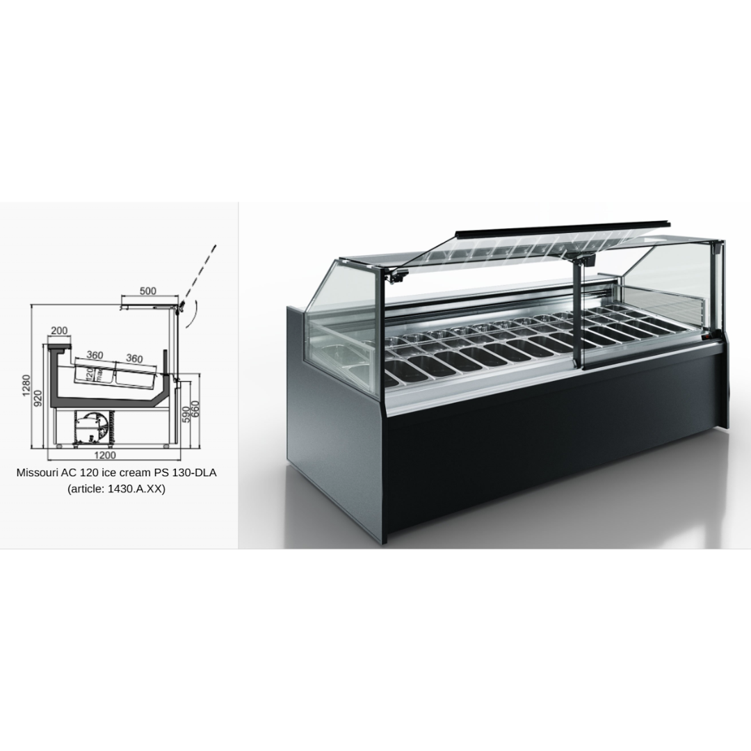Витрина Missouri AC 120 ice cream PS 130-DLA - 1250