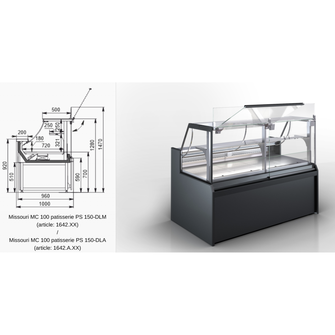 Витрина Missouri MC 100 patisserie PS 150-DLM/DLA - 850
