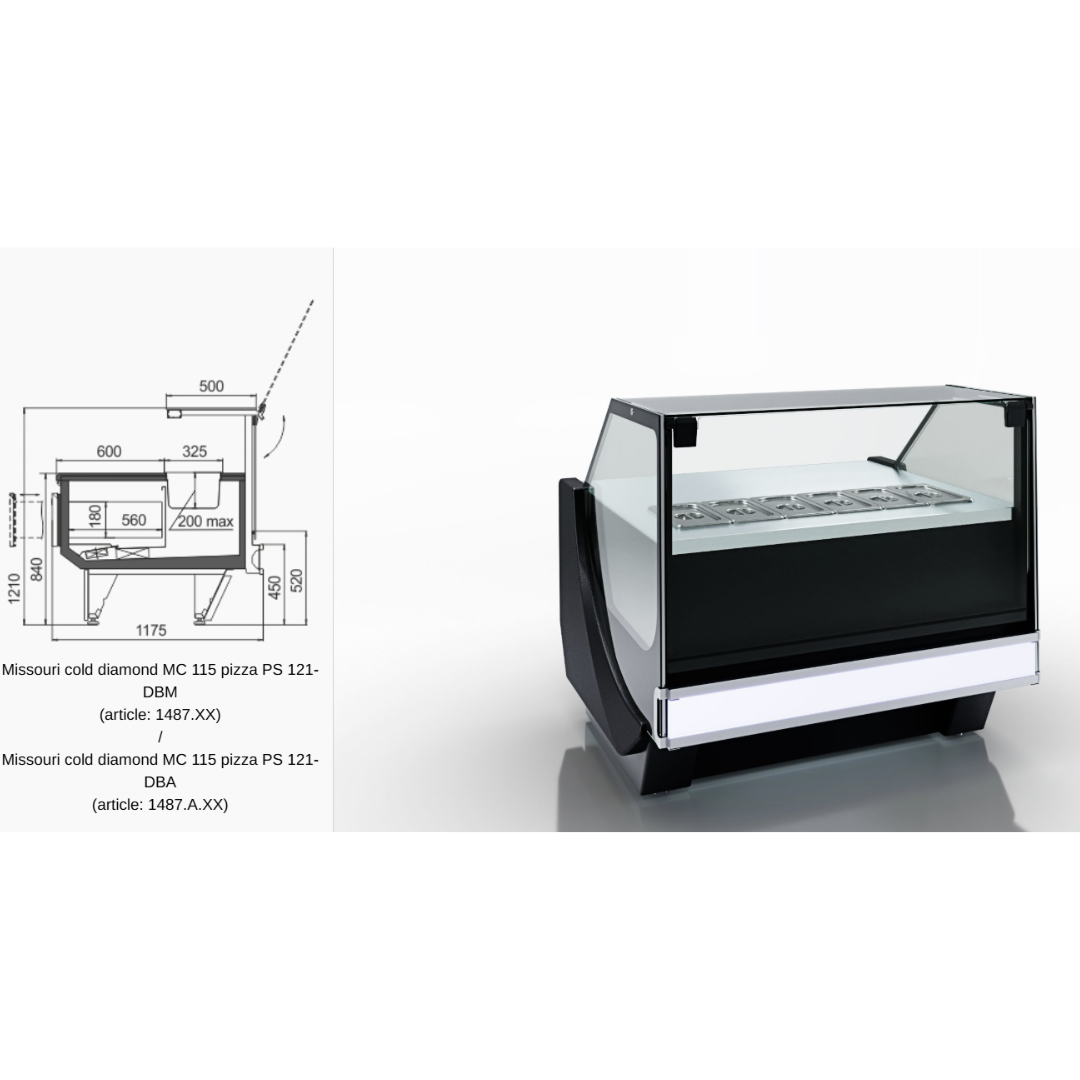Витрина Missouri cold diamond MC 115 pizza PS 121-DBM - 2500 - 2500