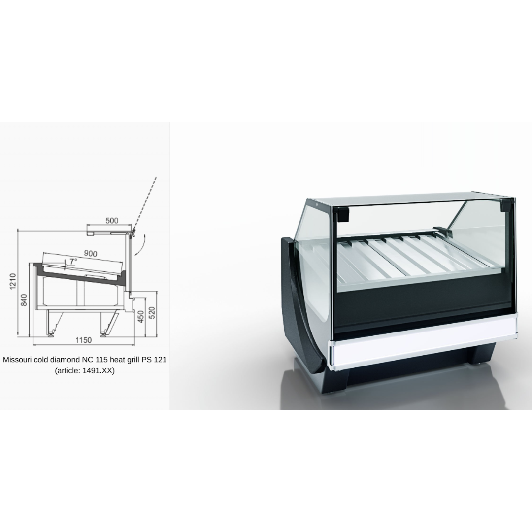 Витрина Missouri cold diamond NC 115 с тепловым грилем PS/OS