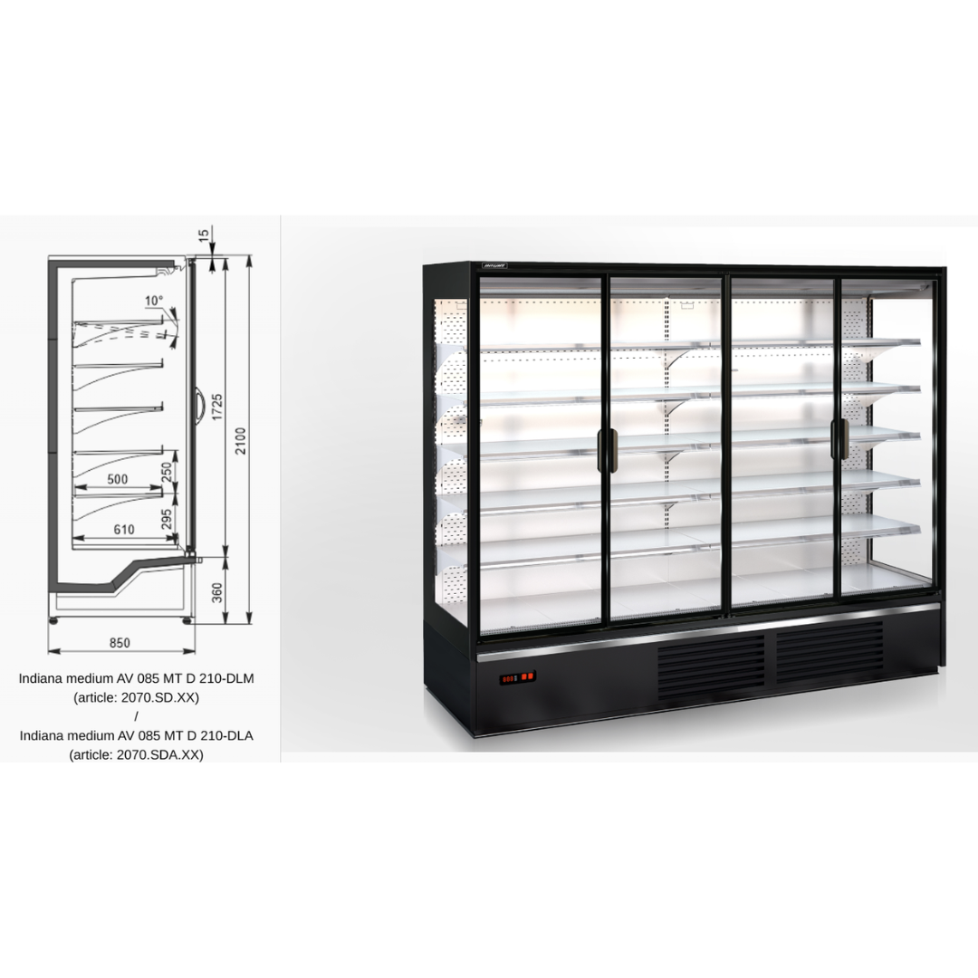 Пристенная витрина Indiana medium AV 070 MT D 210-DLM (Model 2021) (2048) - 3750
