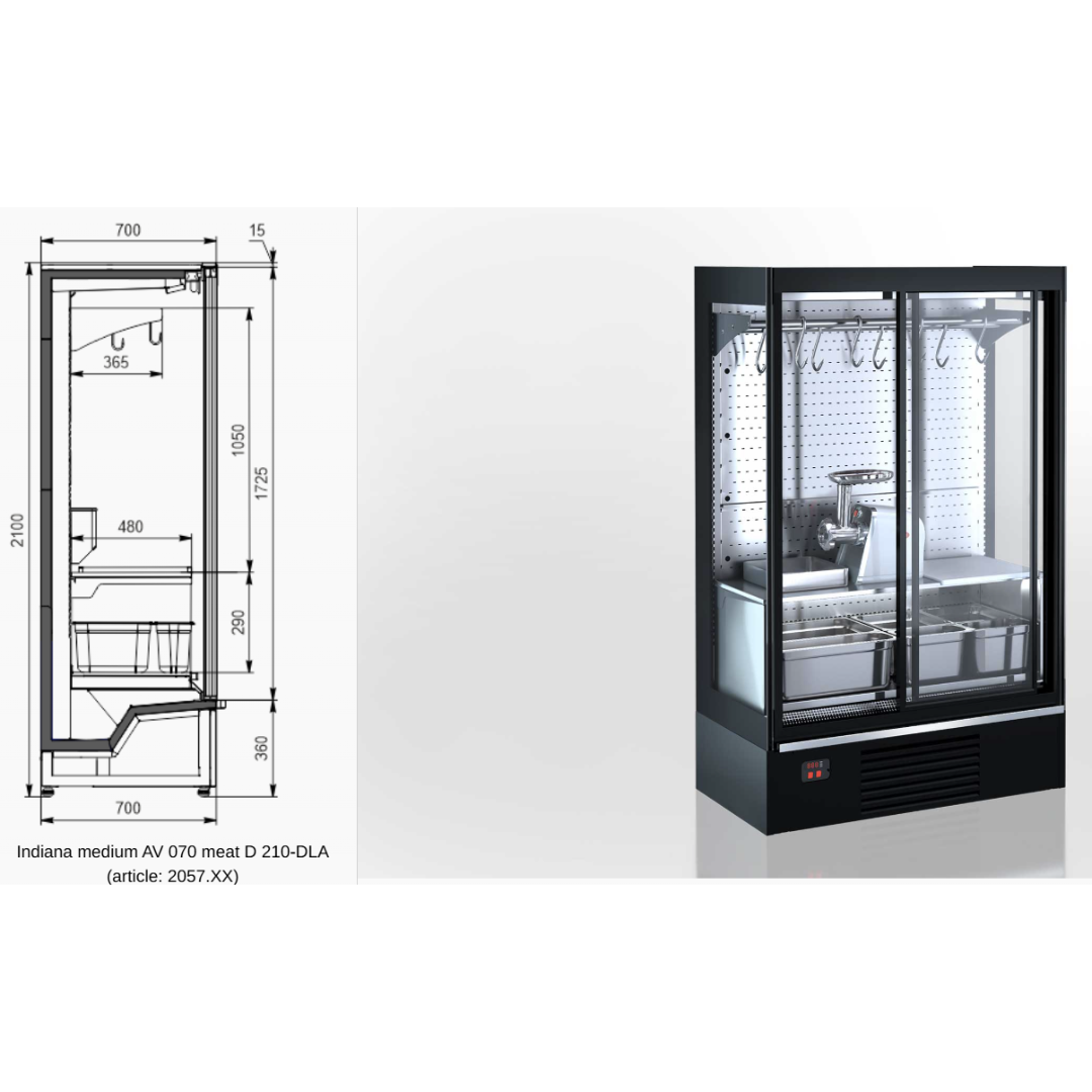 Специализированная витрина для продажи мяса Indiana medium AV 070 meat D 210-DLA - 937
