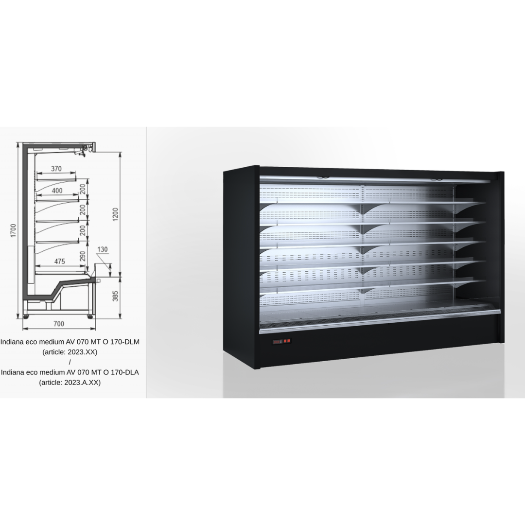 Полувертикальная витрина Indiana eco medium AV 070 MT O 170-DLM - 1250