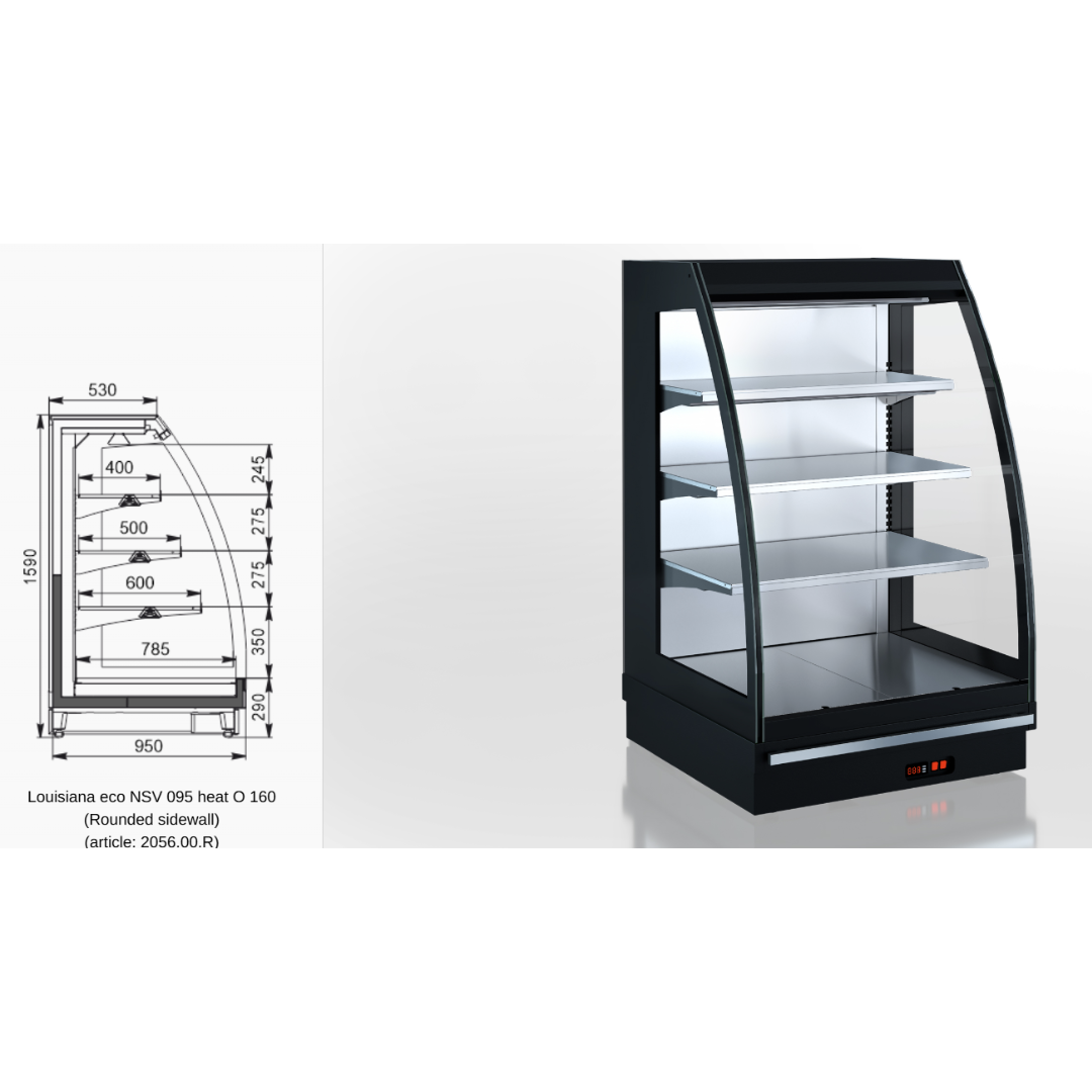 Полувертикальная витрина Louisiana eco NSV 095 heat O 160 (Rounded sidewall) - 905