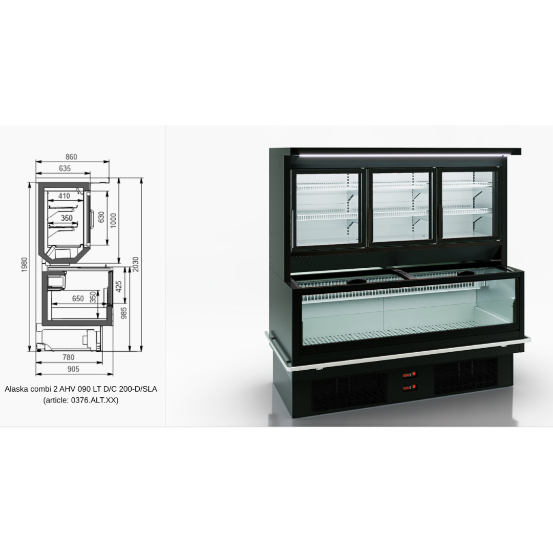 Витрина для замороженных продуктов Alaska combi 2 AHV 090 LT D/C 200-D/SLA - 1250