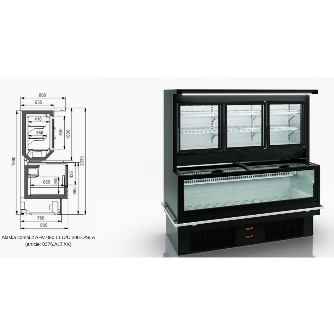 Комбинированная витрина Alaska combi 2 AHV 090 LT/MT O/C 200-D/SLA - 1250