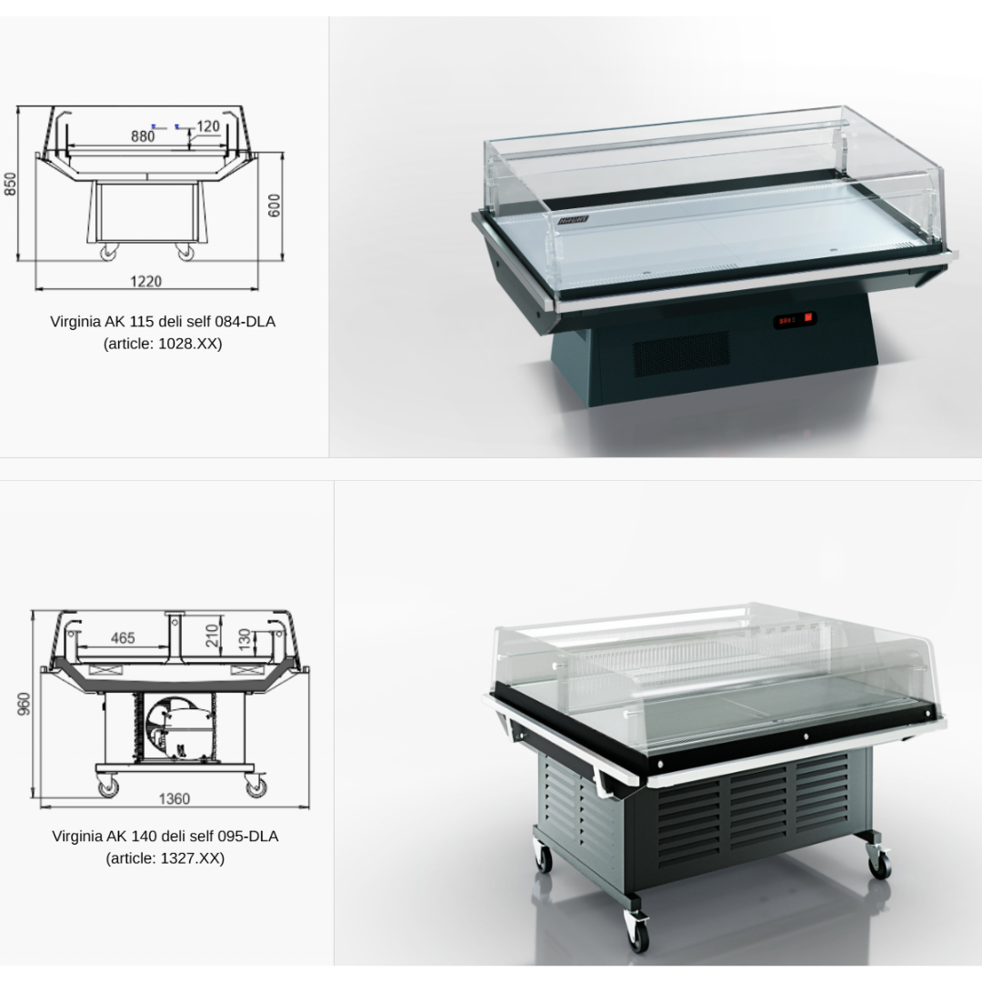 Промоциональная витрина Virginia AK 100 deli self 083-DLA without lid - 937