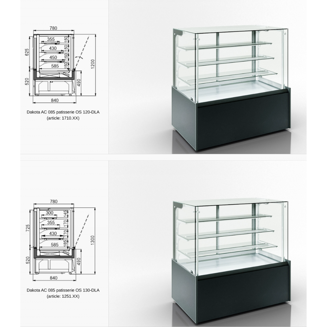 Кондитерская витрина Dakota AC 085 patisserie OS 130-DLA - 1250