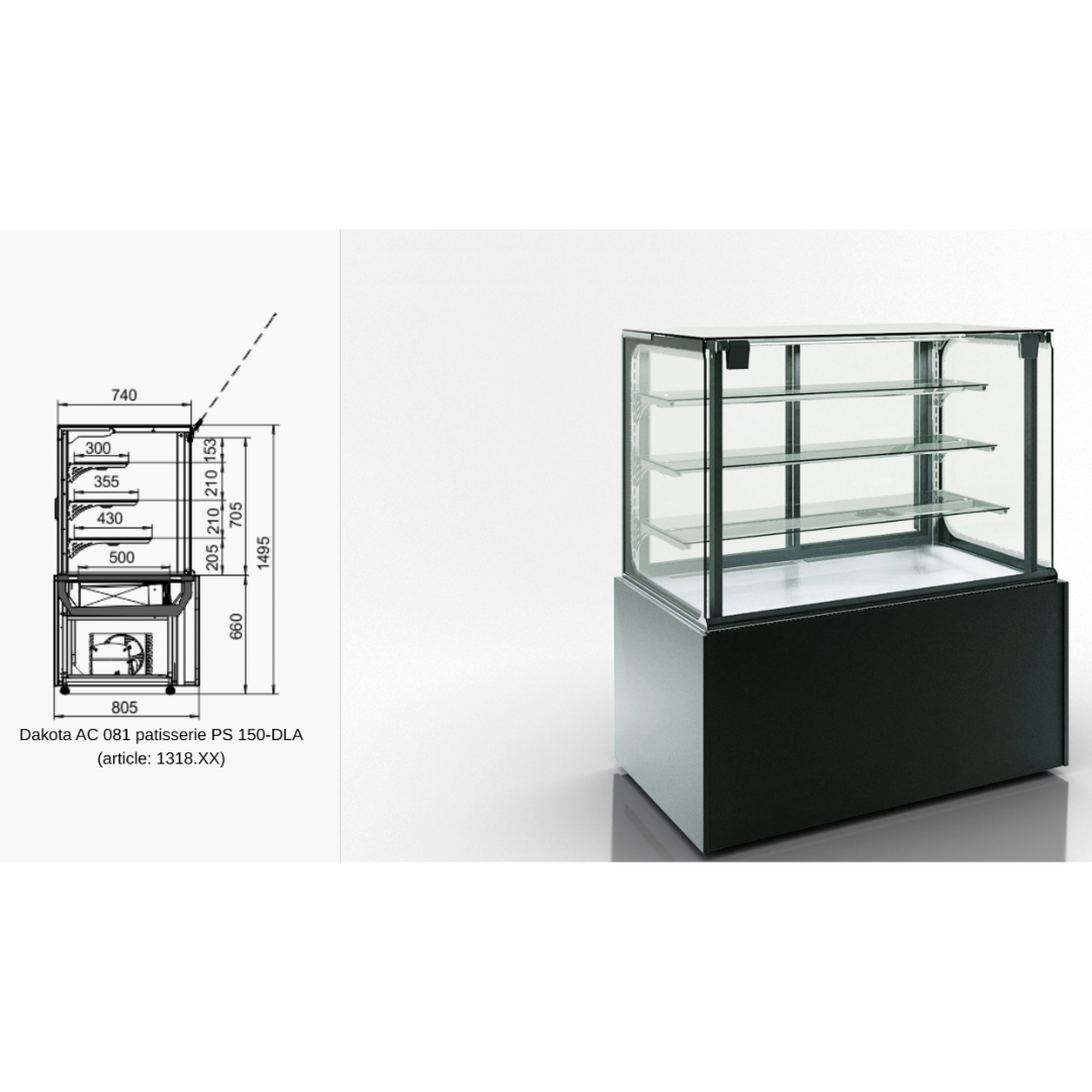 Витрина для кондитерской Dakota AC 081 patisserie PS A