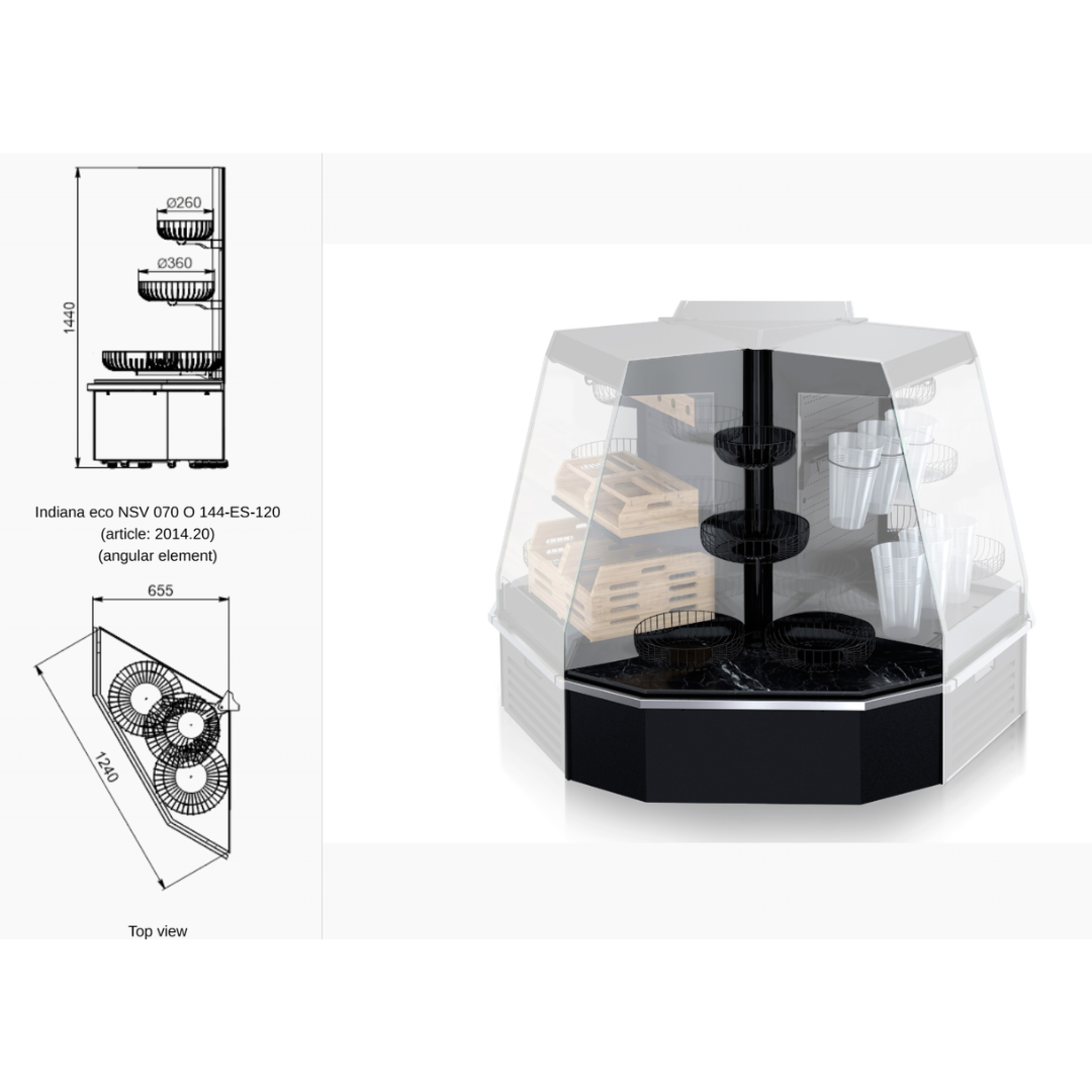 Полувертикальная витрина Indiana eco NSV 070 O 144 — угловые элементы