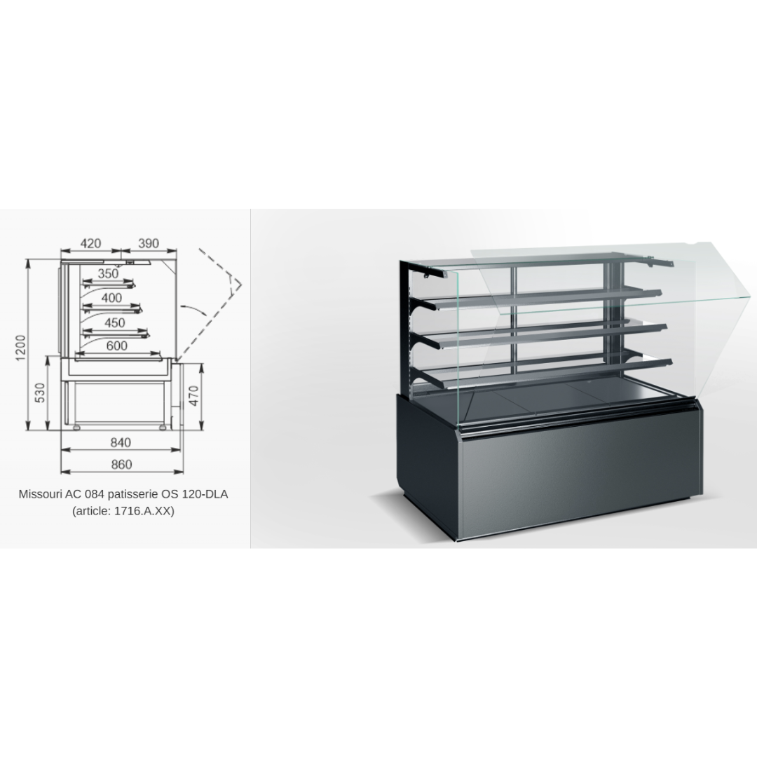 Витрина для хлебопекарных и кондитерских изделий Missouri AC 084 patisserie OS 120-DLA - 1260
