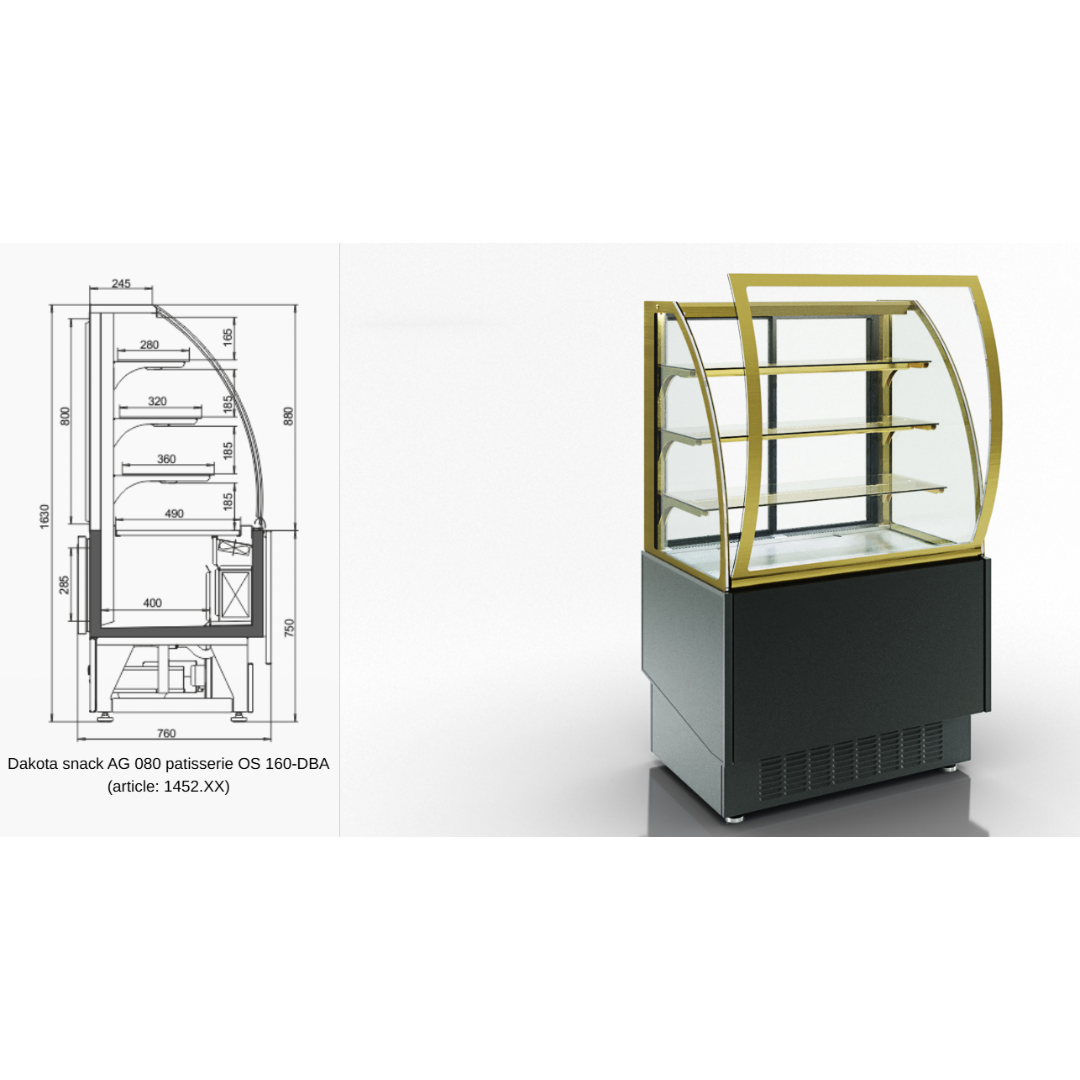 Кондитерская витрина Dakota snack AG 080 patisserie OS 160-DBA - 1440