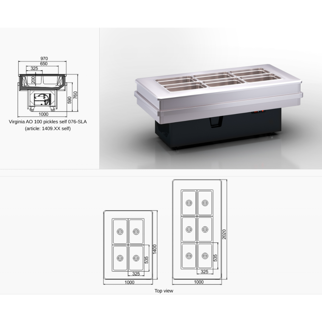 Специализированная витрина для продажи солений Virginia AO 100 pickles self 076-SLA - 2020