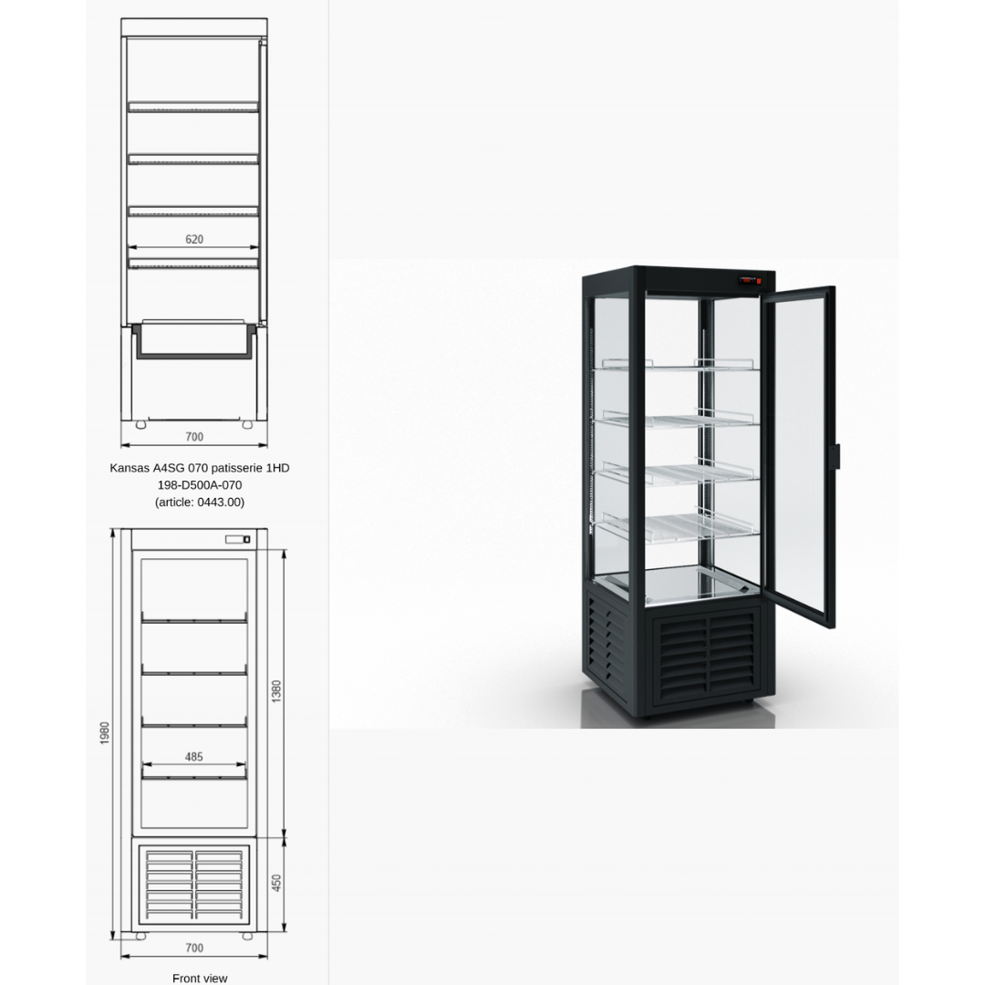 Кондитерский шкаф Kansas 1 S4 070/198 patisserie D A
