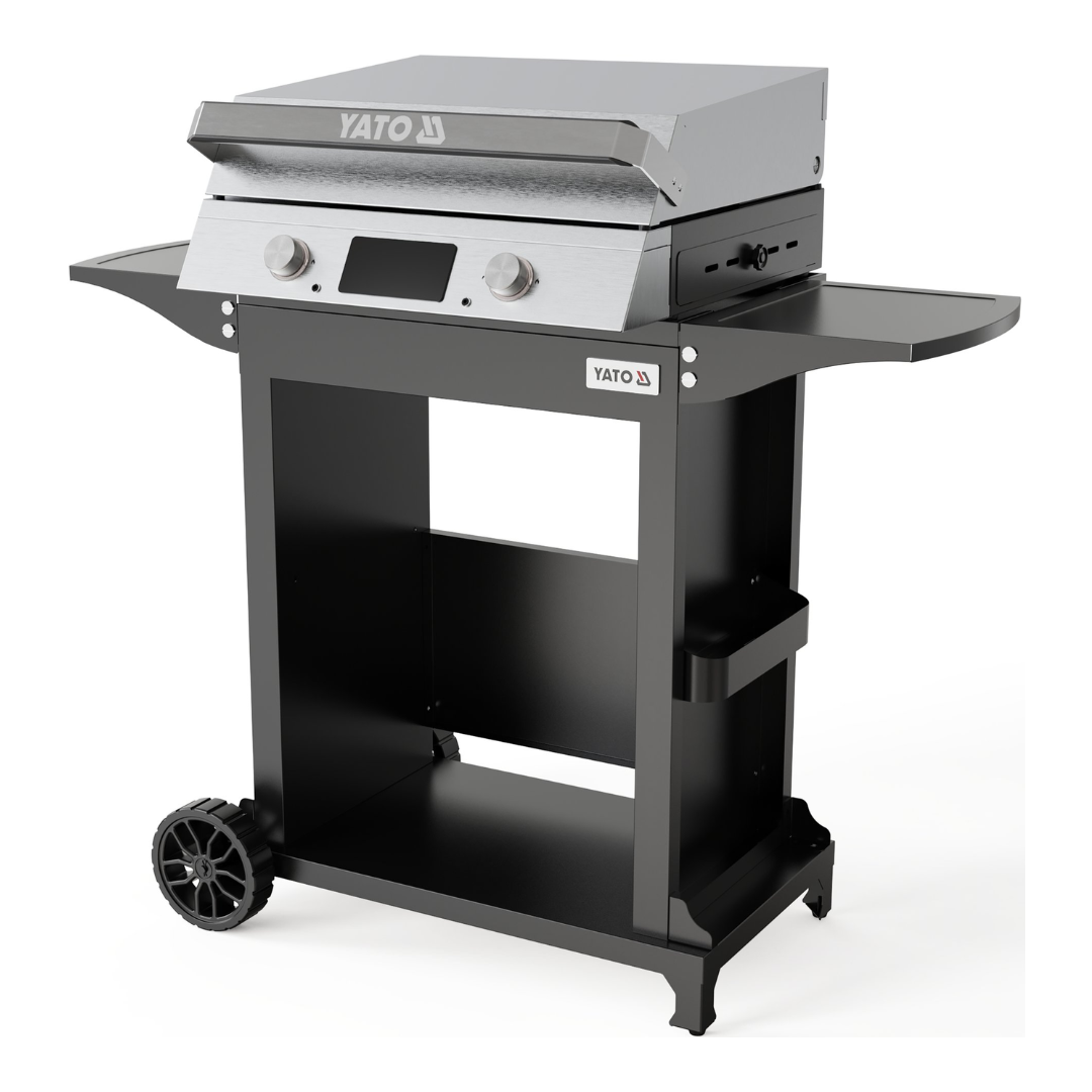 Мобильная тележка для электрического гриля со складными боковыми полками